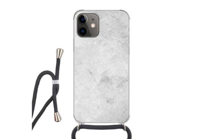 MuchoWow Handyhülle für Apple iPhone 12 Mini Marmor - Textur - Grau - Marmoroptik, Tragbare Handyhüllen mit Kette zum umhängen, Handykette Handyband von MuchoWow