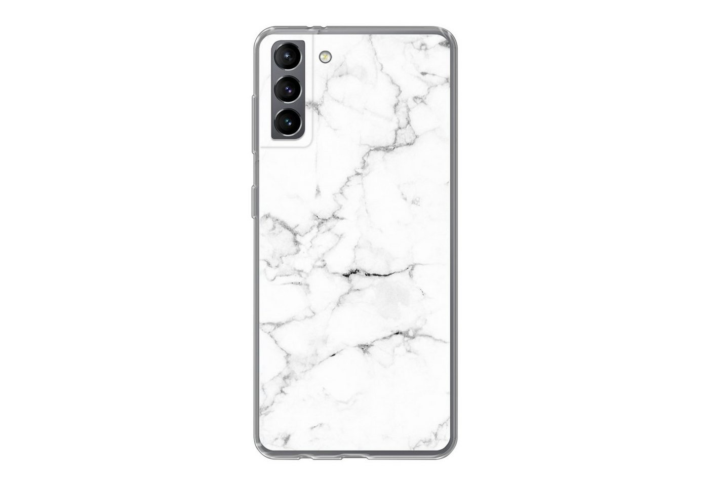 MuchoWow Handyhülle Marmor - Weiß - Grau - Luxus - Marmoroptik - Strukturiert, Phone Case, Handyhülle Samsung Galaxy S21 Plus, Silikon, Schutzhülle von MuchoWow