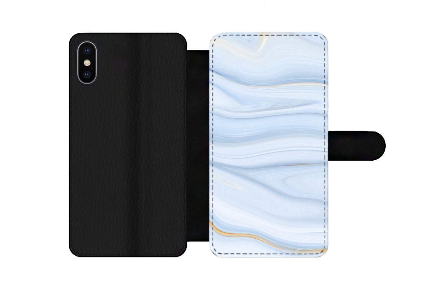 MuchoWow Handyhülle Marmor - Welle - Blau - Muster - Marmoroptik - Pastell, Handyhülle Telefonhülle Apple iPhone X/10 von MuchoWow