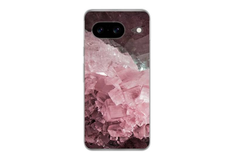 MuchoWow Handyhülle für Google Pixel 8 Naturstein - Rosa - Kristall, Handy Case, Silikon, Bumper Case Dünn von MuchoWow