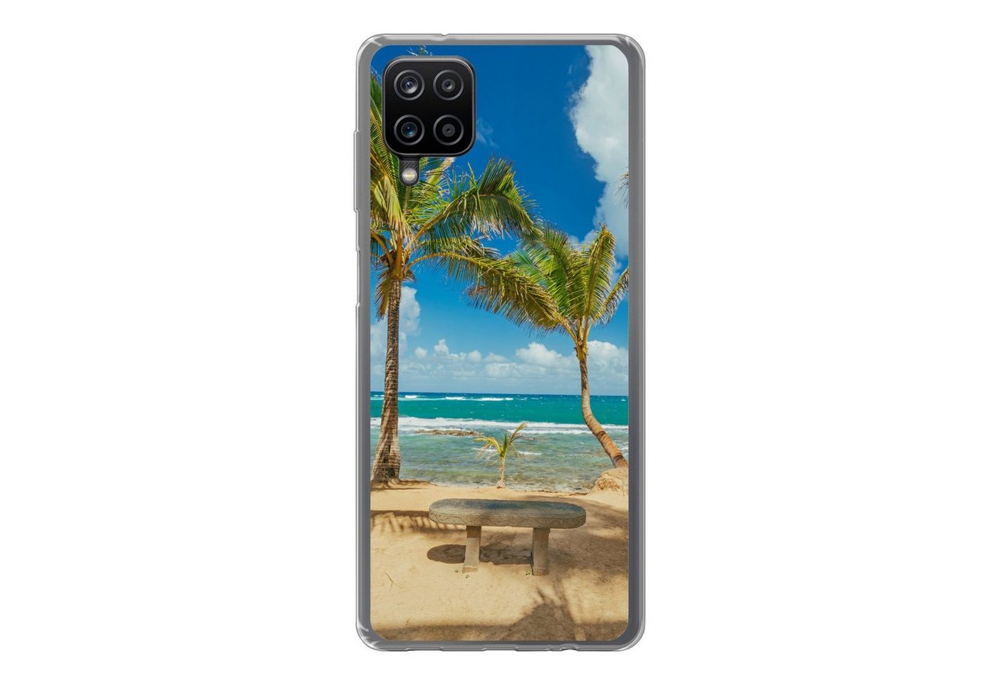 MuchoWow Handyhülle Palmen am Kuau Cove Beach in Maui, Handyhülle Samsung Galaxy A12, Smartphone-Bumper, Print, Handy von MuchoWow