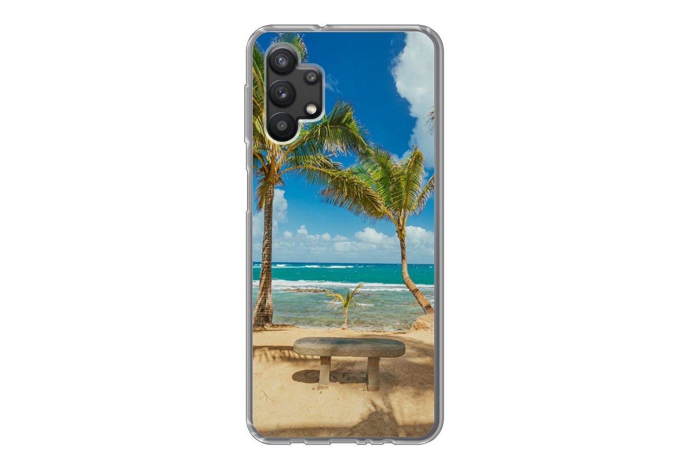 MuchoWow Handyhülle Palmen am Kuau Cove Beach in Maui, Handyhülle Samsung Galaxy A32 5G, Smartphone-Bumper, Print, Handy von MuchoWow