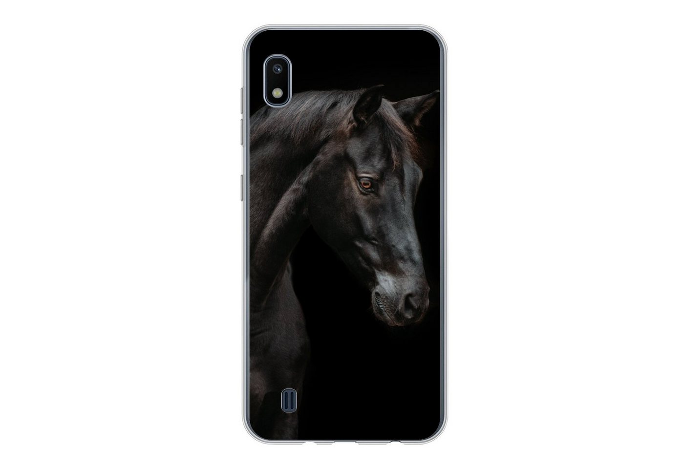 MuchoWow Handyhülle Pferd - Tiere - Schwarz - Porträt, Handyhülle Samsung Galaxy A10, Smartphone-Bumper, Print, Handy von MuchoWow