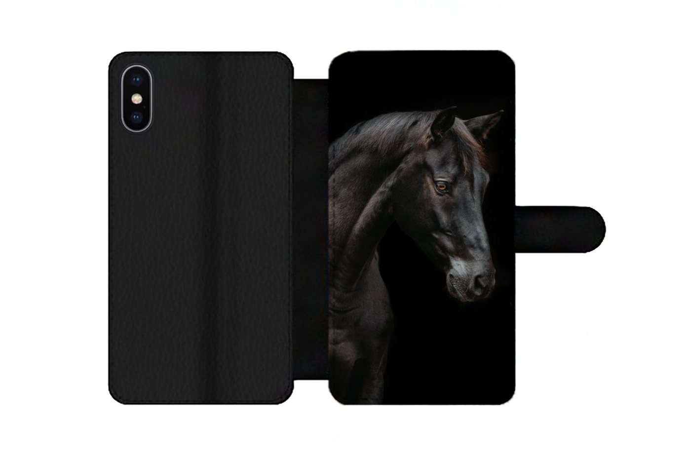 MuchoWow Handyhülle Pferd - Tiere - Schwarz - Porträt, Handyhülle Telefonhülle Apple iPhone X/10 von MuchoWow