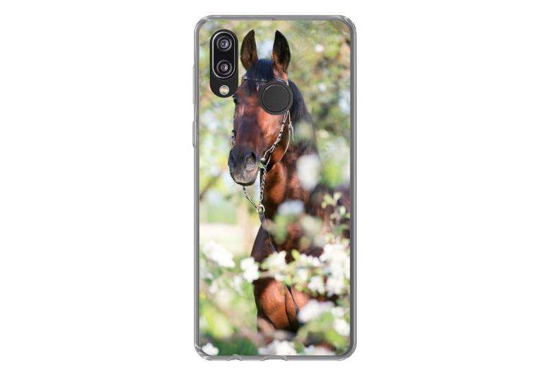 MuchoWow Handyhülle Pferde - Blüte - Frühling - Tiere, Handyhülle Huawei P20 Lite (2019), Handy Case, Silikon, Bumper Case von MuchoWow
