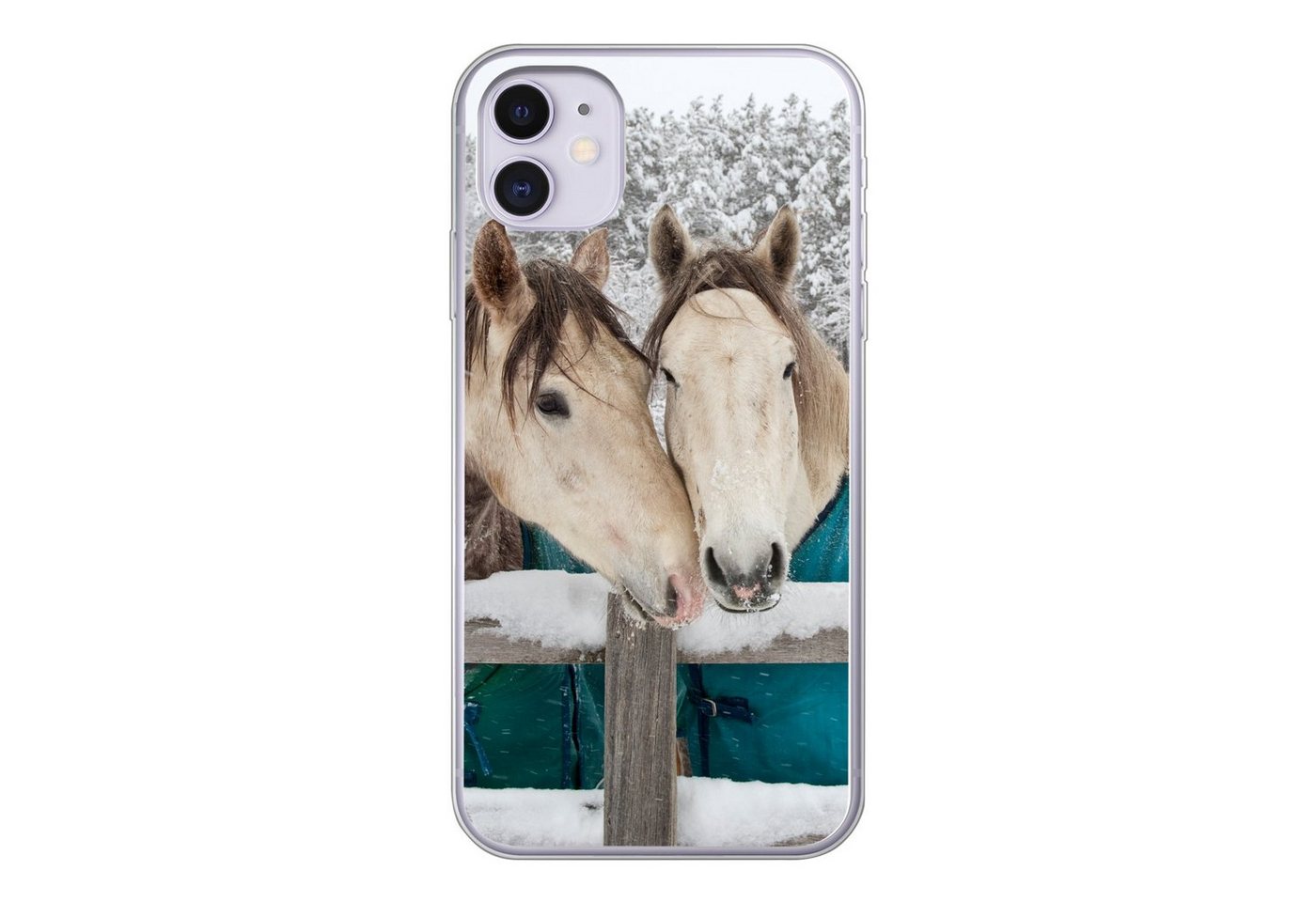 MuchoWow Handyhülle Pferde - Decke - Schnee, Handyhülle Apple iPhone 11, Smartphone-Bumper, Print, Handy von MuchoWow