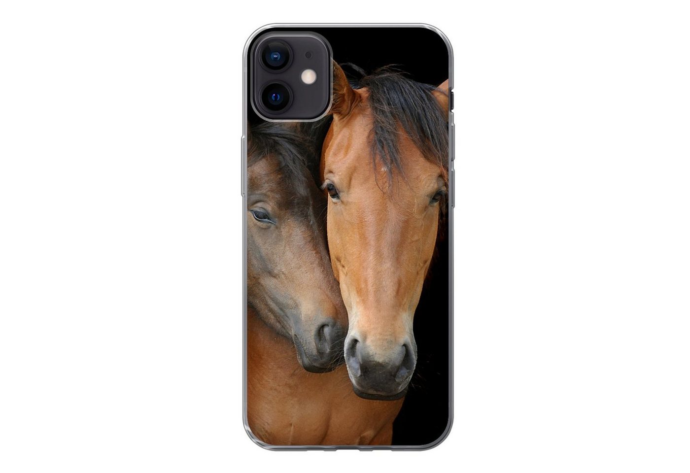 MuchoWow Handyhülle Pferde - Liebe - Braun, Handyhülle Apple iPhone 12 Mini, Smartphone-Bumper, Print, Handy von MuchoWow