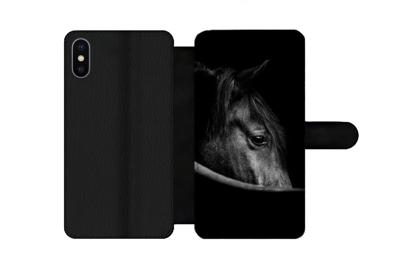 MuchoWow Handyhülle Pferde - Porträt - Schwarz - Tiere, Handyhülle Telefonhülle Apple iPhone X/10 von MuchoWow
