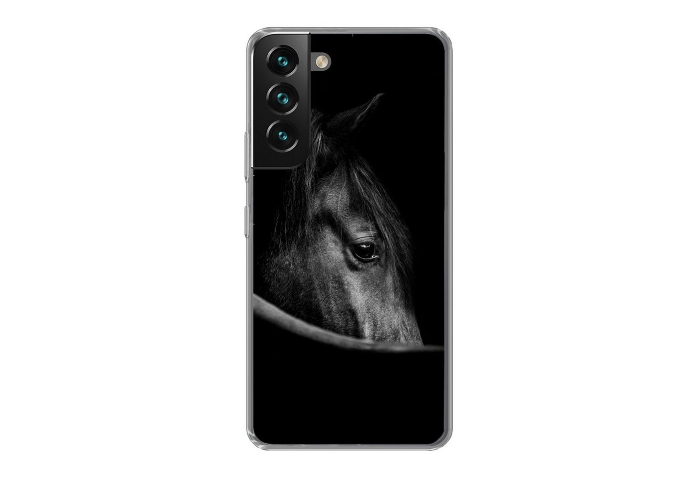 MuchoWow Handyhülle Pferde - Porträt - Schwarz - Tiere, Phone Case, Handyhülle Samsung Galaxy S22+, Silikon, Schutzhülle von MuchoWow