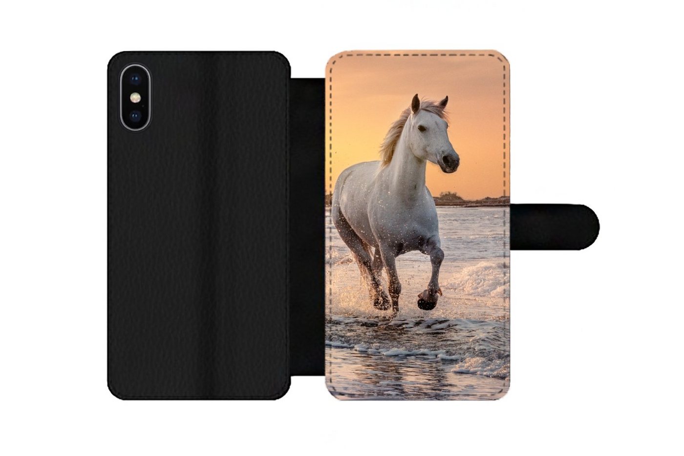 MuchoWow Handyhülle Pferde - Sonne - Meer - Strand - Tiere, Handyhülle Telefonhülle Apple iPhone X/10 von MuchoWow