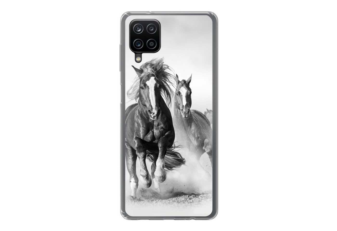 MuchoWow Handyhülle Pferde - Tiere - Illustration, Handyhülle Samsung Galaxy A12, Smartphone-Bumper, Print, Handy von MuchoWow