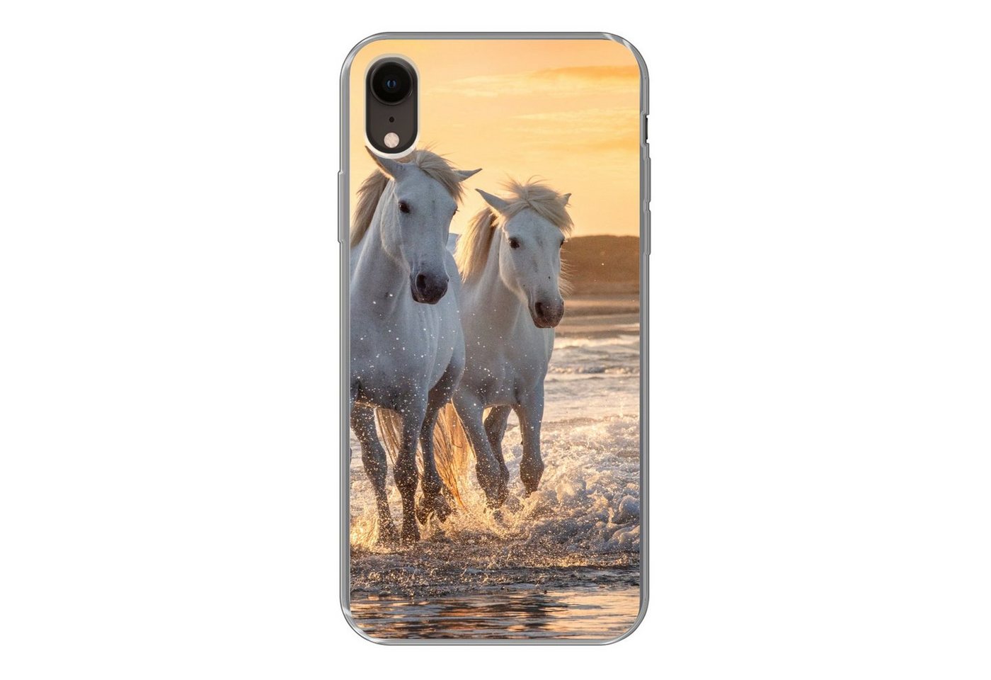 MuchoWow Handyhülle Pferde - Wasser - Strand - Tiere, Handyhülle Apple iPhone XR, Smartphone-Bumper, Print, Handy von MuchoWow