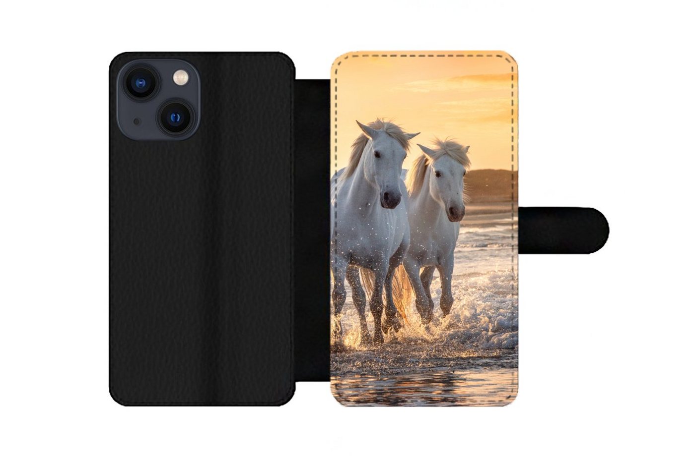 MuchoWow Handyhülle Pferde - Wasser - Strand - Tiere, Handyhülle Telefonhülle Apple iPhone 13 Mini von MuchoWow