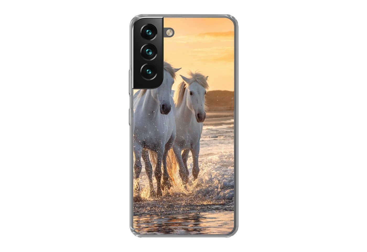 MuchoWow Handyhülle Pferde - Wasser - Strand - Tiere, Phone Case, Handyhülle Samsung Galaxy S22+, Silikon, Schutzhülle von MuchoWow