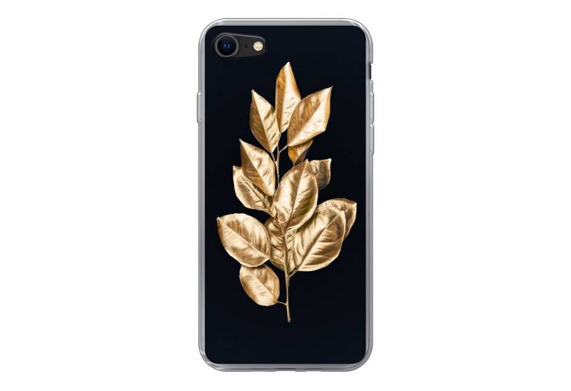 MuchoWow Handyhülle Pflanze - Blätter - Gold - Schwarz - Luxus, Handyhülle Apple iPhone SE (2022), Handy Case, Silikon, Bumper Case von MuchoWow