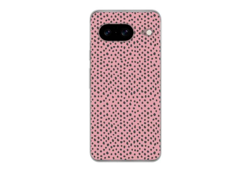 MuchoWow Handyhülle für Google Pixel 8 Polka dots - Rosa - Schwarz, Handy Case, Silikon, Bumper Case Dünn von MuchoWow
