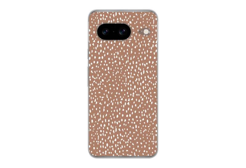 MuchoWow Handyhülle für Google Pixel 8 Polka dots - Weiß - Braun, Handy Case, Silikon, Bumper Case Dünn von MuchoWow