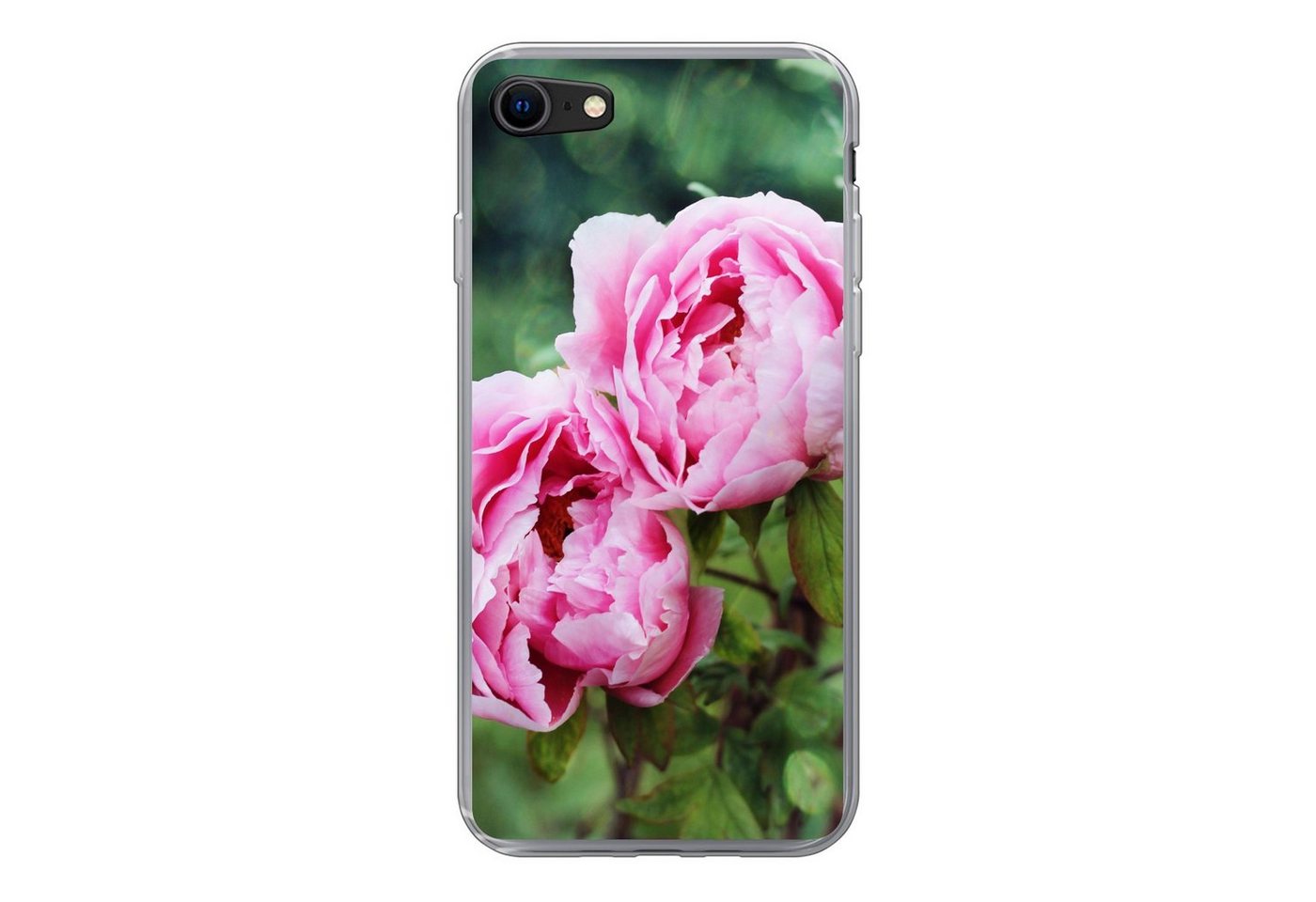 MuchoWow Handyhülle Rosa Pfingstrosen im Garten, Handyhülle Apple iPhone 8, Smartphone-Bumper, Print, Handy Schutzhülle von MuchoWow