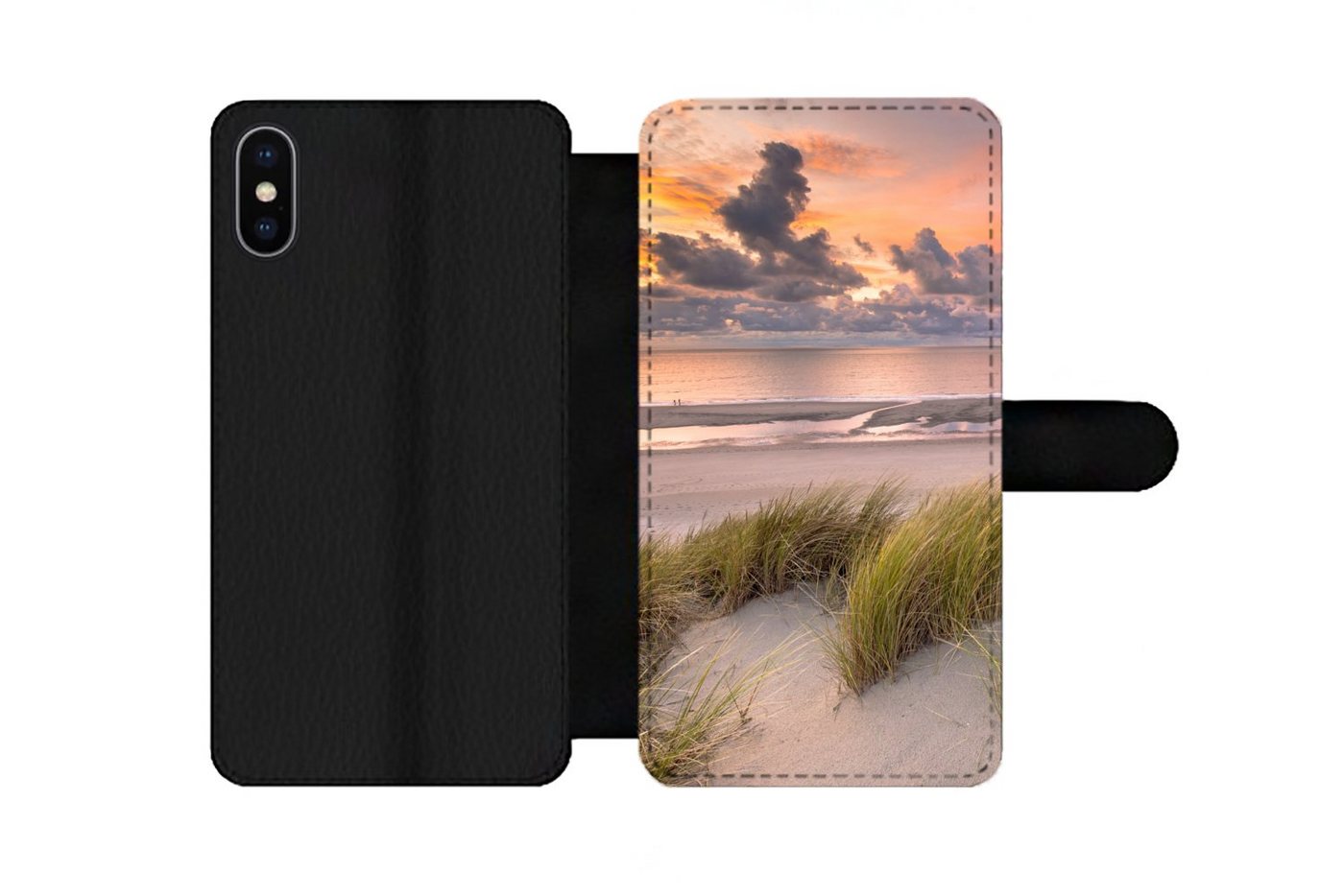 MuchoWow Handyhülle Sonnenuntergang - Düne - Strand - Pflanzen - Meer, Handyhülle Telefonhülle Apple iPhone X/10 von MuchoWow