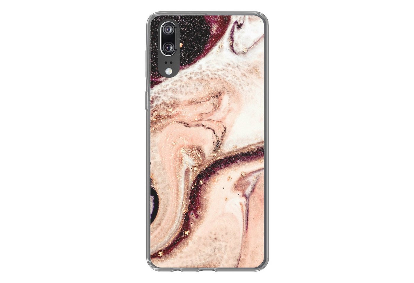 MuchoWow Handyhülle Stein - Marmor - Edelstein - Abstrakt - Natur - Rosa, Handyhülle Huawei P20, Handy Case, Silikon, Bumper Case von MuchoWow