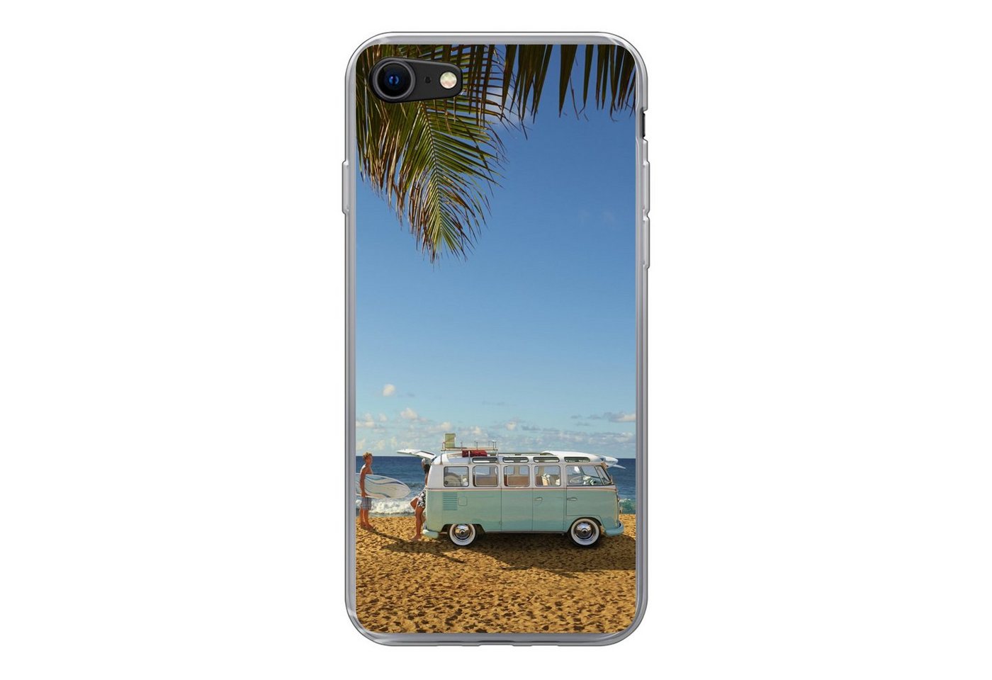 MuchoWow Handyhülle Strand - Bus - Surfen, Handyhülle Apple iPhone 8, Smartphone-Bumper, Print, Handy Schutzhülle von MuchoWow