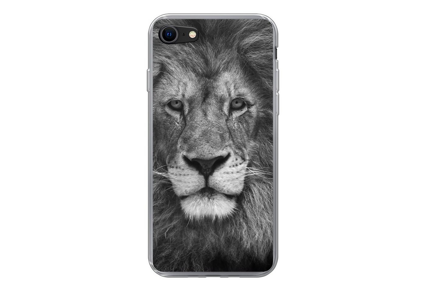 MuchoWow Handyhülle Tierprofil Persischer Löwe in schwarz und weiß, Handyhülle Apple iPhone 7, Smartphone-Bumper, Print, Handy Schutzhülle von MuchoWow