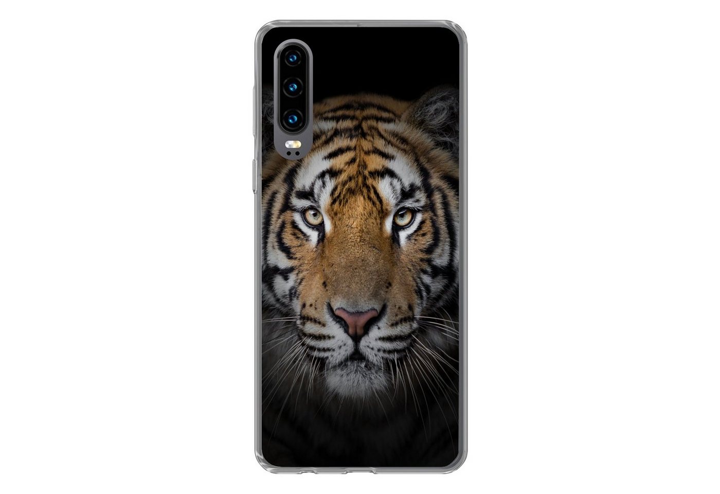 MuchoWow Handyhülle Tiger - Wildtiere - Porträt - Schwarz - Tiere, Handyhülle Huawei P30, Handy Case, Silikon, Bumper Case von MuchoWow