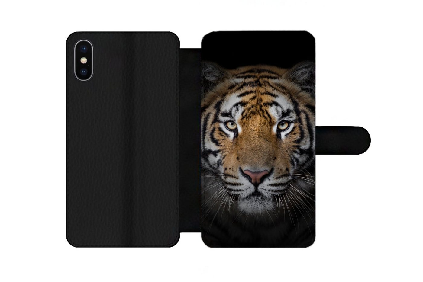 MuchoWow Handyhülle Tiger - Wildtiere - Porträt - Schwarz - Tiere, Handyhülle Telefonhülle Apple iPhone X/10 von MuchoWow