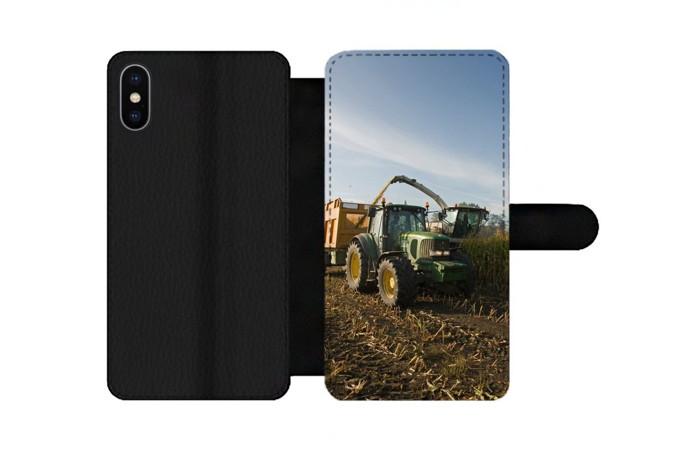 MuchoWow Handyhülle Traktor - Anhänger - Mais - Grün - Landleben, Handyhülle Telefonhülle Apple iPhone X/10 von MuchoWow