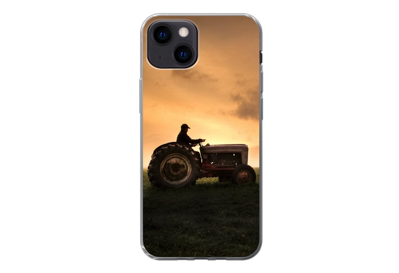 MuchoWow Handyhülle Traktor - Landwirt - Nebel, Handyhülle Apple iPhone 13 Mini, Smartphone-Bumper, Print, Handy von MuchoWow
