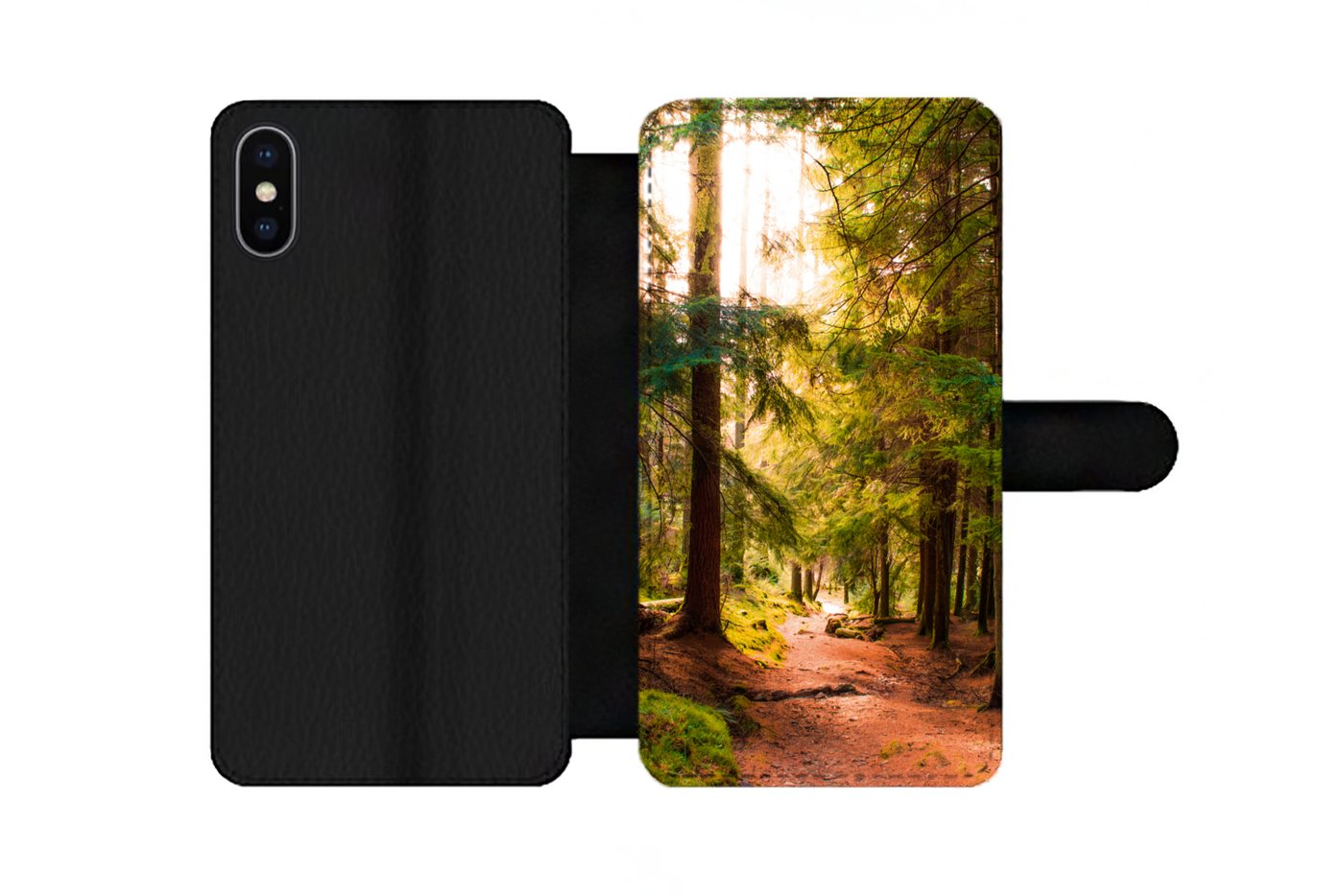 MuchoWow Handyhülle Geeignet für Apple iPhone 13 Pro Wald - Weg - Bäume - Grün - Sonne - N, Klapphülle mit Kartenfach, Flip Cover Case, Klapptasche, Handyhülle MuchoWow Handyhülle Geeignet für Apple iPhone 13 Pro Wald - Weg - Bäume - Grün - Sonne - N, Klapphülle mit Kartenfach, Flip Cover Case, Klapptasche, Handyhülle von MuchoWow