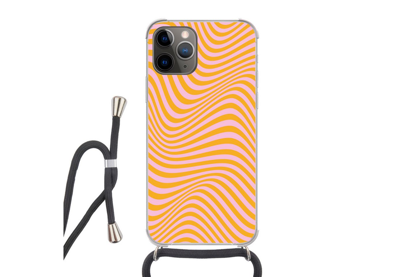 MuchoWow Handyhülle Wellenförmiges Muster - Orange - Rosa - Linien von MuchoWow