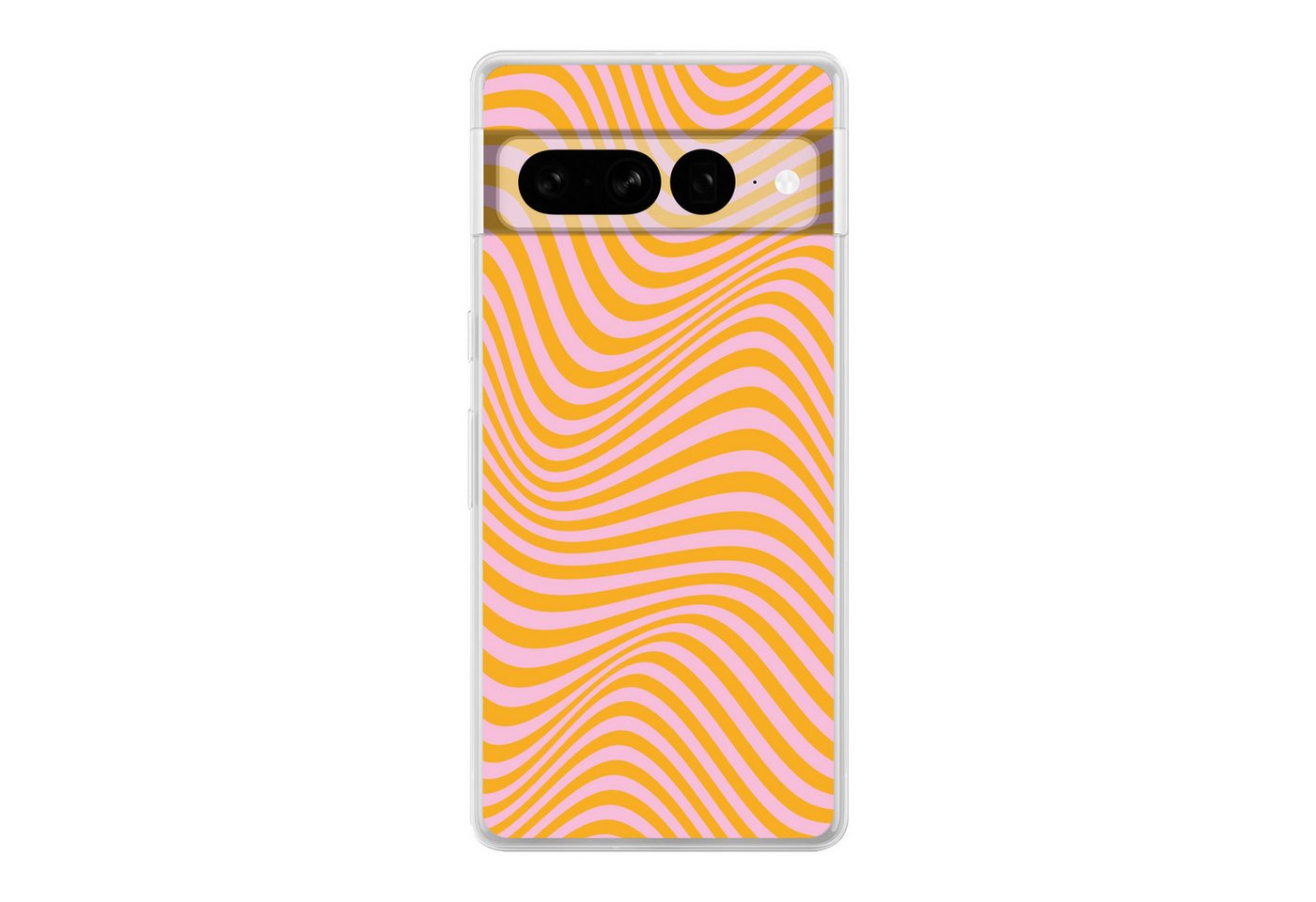 MuchoWow Handyhülle für Google Pixel 7 Pro Wellenförmiges Muster - Orange - Rosa - Linien, Phone Case, Silikon, Schutzhülle Dünn von MuchoWow