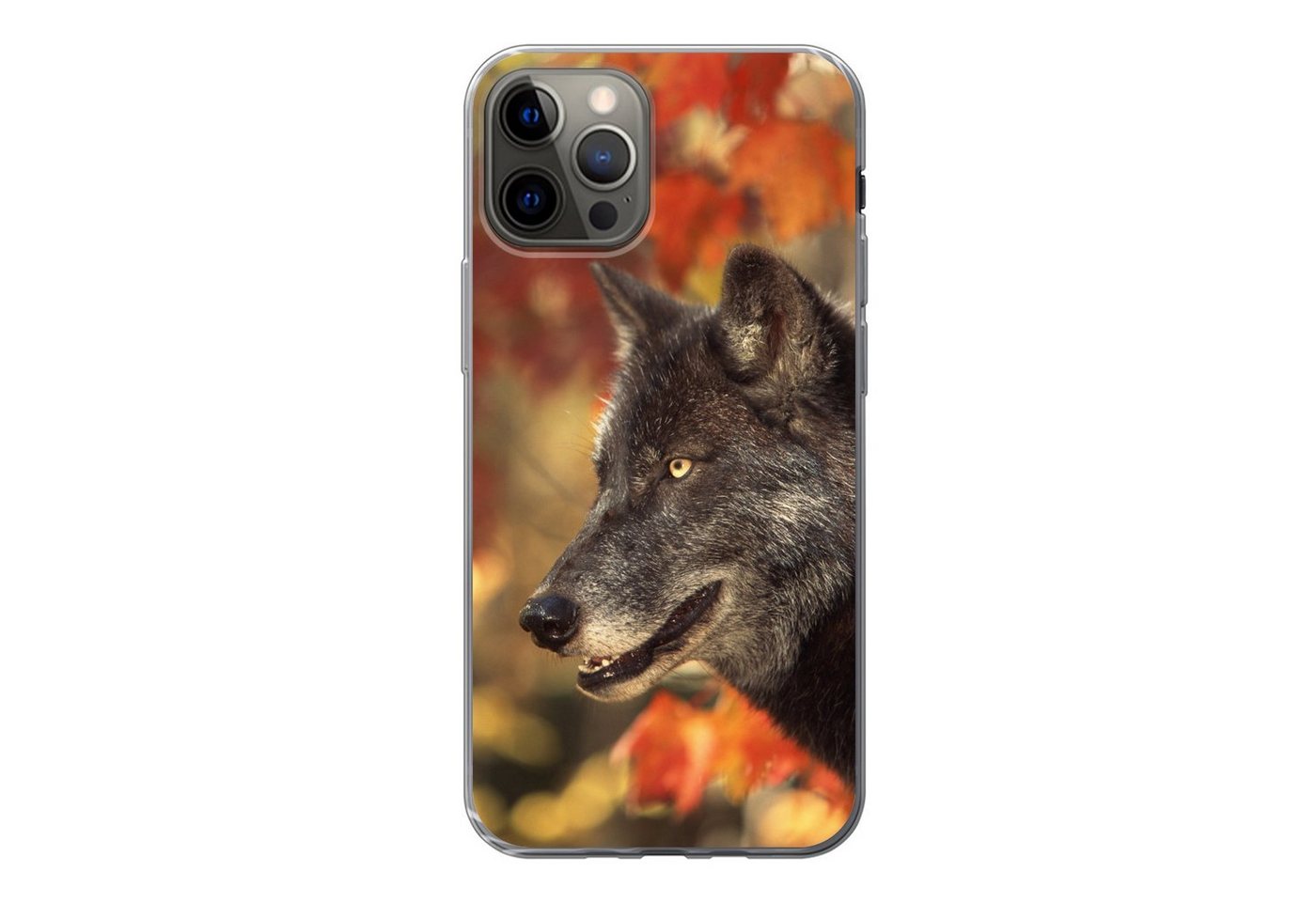 MuchoWow Handyhülle für Apple iPhone 13 Pro Wolf - Nahaufnahme - Blätter, Smartphone-Bumper, Print, Handy Schutzhülle Dünn MuchoWow Handyhülle für Apple iPhone 13 Pro Wolf - Nahaufnahme - Blätter, Smartphone-Bumper, Print, Handy Schutzhülle Dünn von MuchoWow