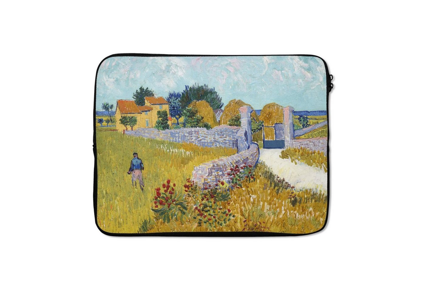 MuchoWow Laptop-Hülle Bauernhaus in der Provence - Vincent van Gogh 17 Zoll, Laptopsleeve, weiches Innenfutter zum Schutz Kratzern, Laptoptasche von MuchoWow