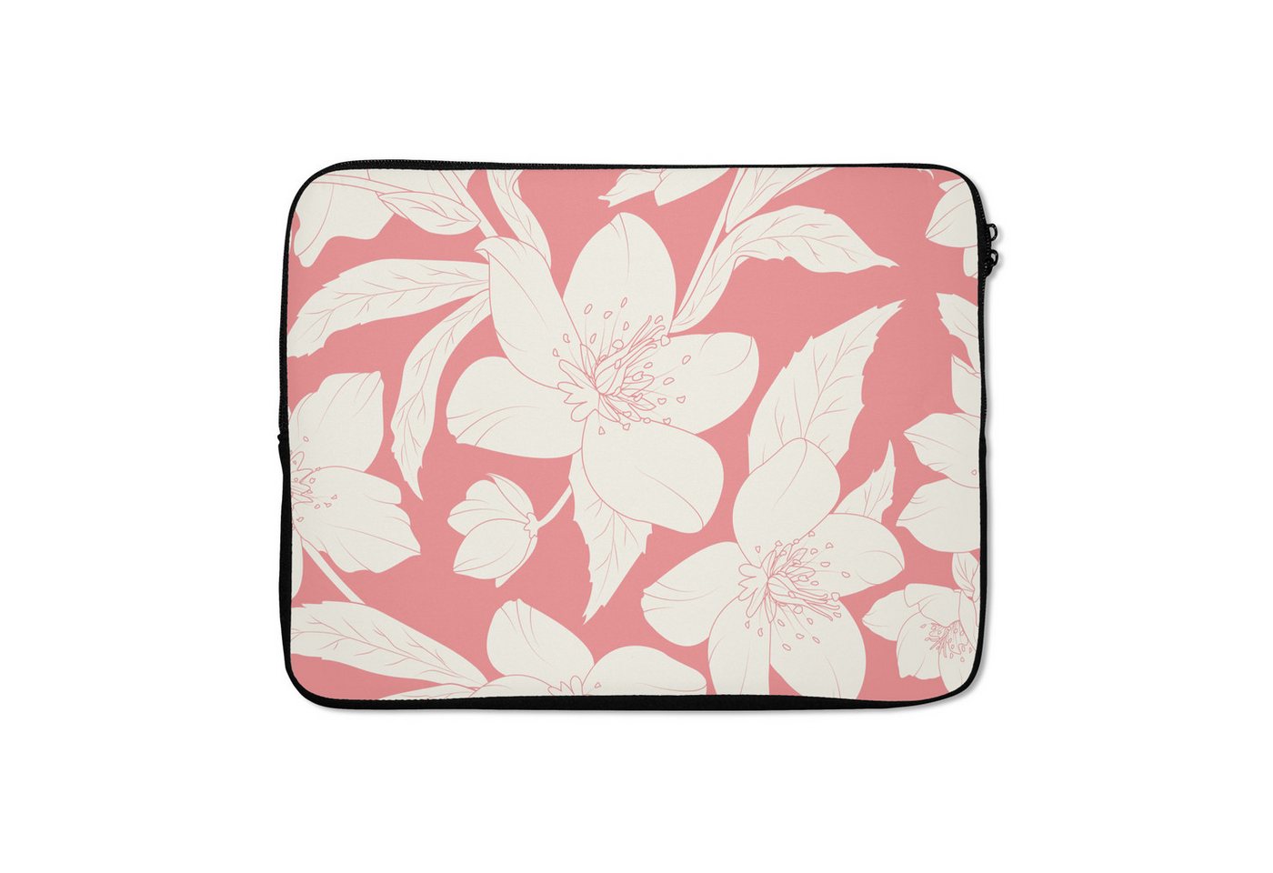 MuchoWow Laptop-Hülle Blumen - Muster - Rosa - Weiß MuchoWow Laptop-Hülle Blumen - Muster - Rosa - Weiß von MuchoWow
