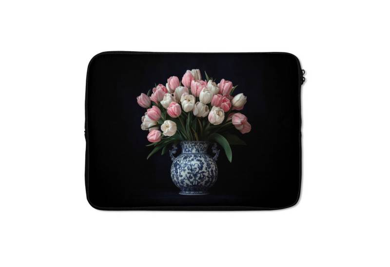 MuchoWow Laptop-Hülle Blumen - Rosa - Tulpen - Vase 14 Zoll, Schutzhülle für Laptop, Schutz gegen Kratzern, Laptoptasche von MuchoWow