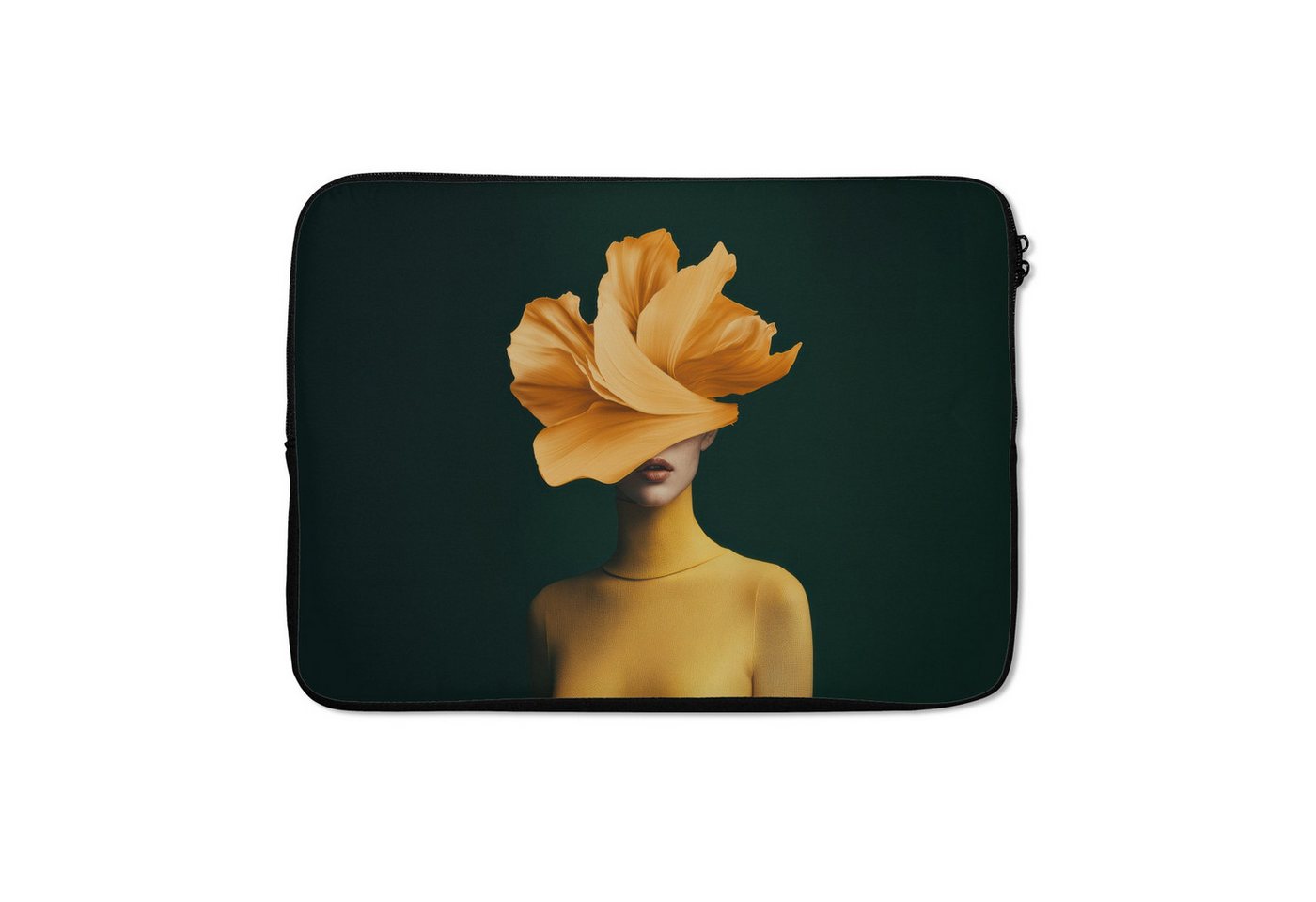 MuchoWow Laptop-Hülle Frau - Hut - Gelb 13.3 Zoll, Laptopsleeve, weiches Innenfutter zum Schutz Kratzern, Laptoptasche von MuchoWow