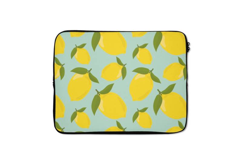 MuchoWow Laptop-Hülle Muster Zitronen - Gelb - Blau - Muster - Früchte von MuchoWow
