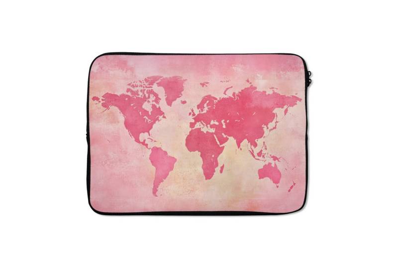 MuchoWow Laptop-Hülle Weltkarte - Rosa - Unscharf 14 Zoll, Schutzhülle für Laptop, Schutz gegen Kratzern, Laptoptasche von MuchoWow