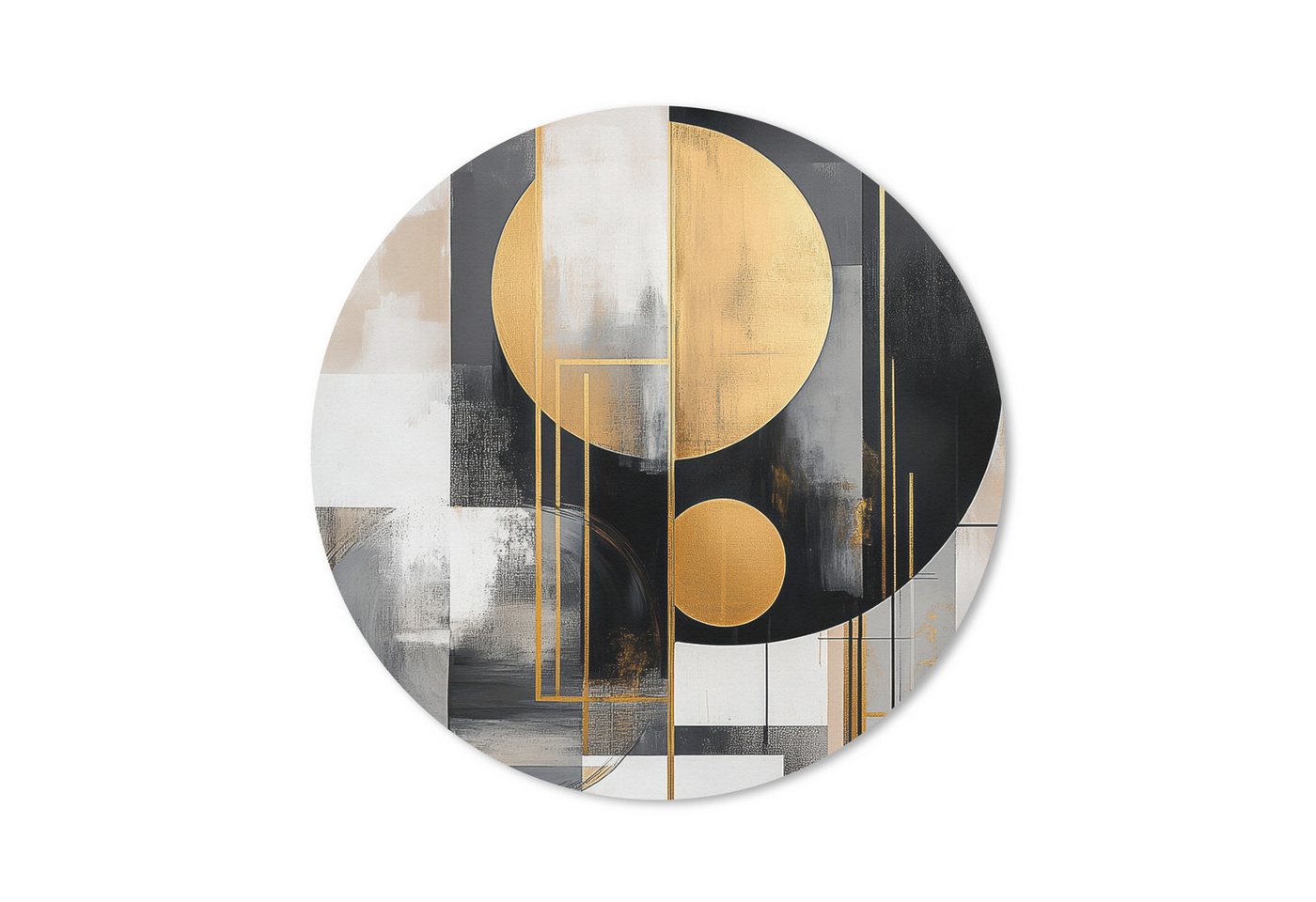 MuchoWow Mauspad Abstrakt - Gold - Silber - Formen - Ästhetisch - Modern (1-St), Büro für Tastatur und Maus, Mousepad Gaming, Rund 20x20 cm von MuchoWow