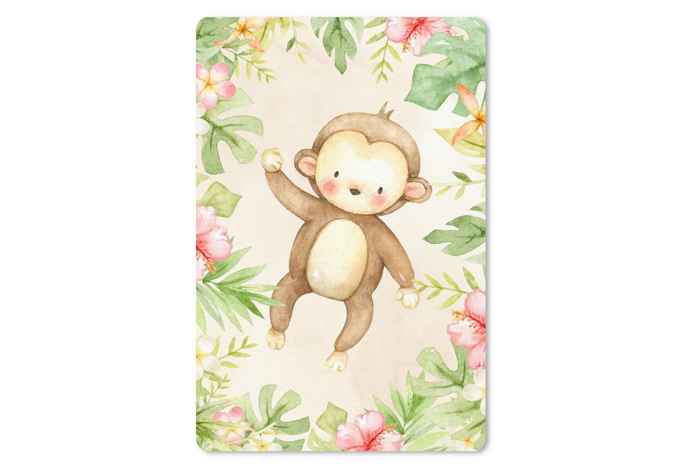 MuchoWow Mauspad Affe - Blumen - Pflanzen - Dschungel (1-St), Maus Pad Klein, Gaming Zubehör, Büro Deko, 18x27 cm von MuchoWow