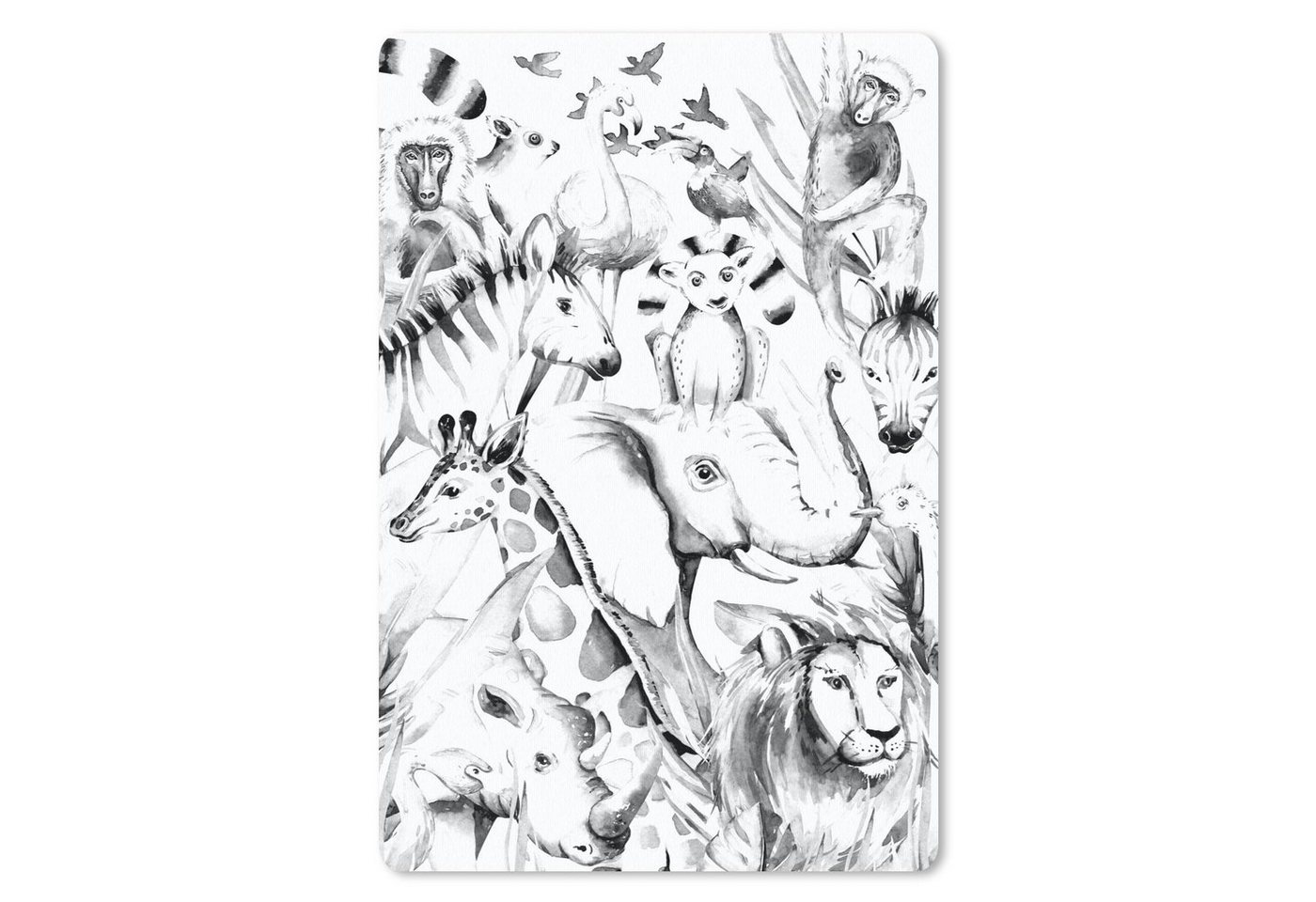 MuchoWow Mauspad Aquarelle - Tiere - Dschungel - Pastell - Jungen - Mädchen - Kinder von MuchoWow