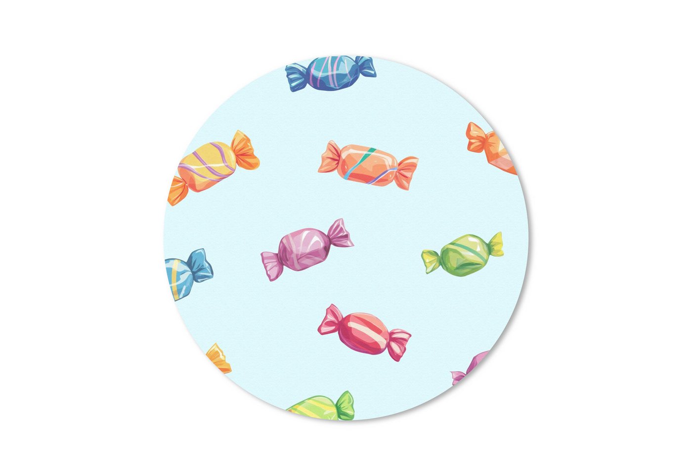 MuchoWow Mauspad Blau - Muster - Bonbon (1-St), Büro für Tastatur und Maus, Mousepad Gaming, Rund 20x20 cm von MuchoWow