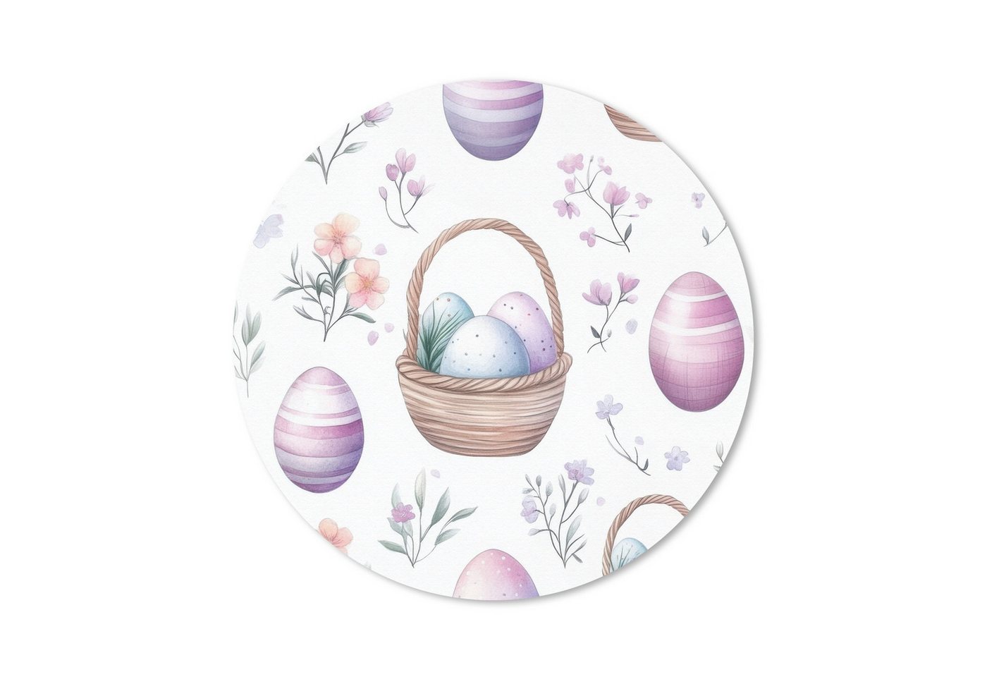 MuchoWow Mauspad Blumen - Ostereier - Muster (1-St), Büro für Tastatur und Maus, Mousepad Gaming, Rund 20x20 cm von MuchoWow