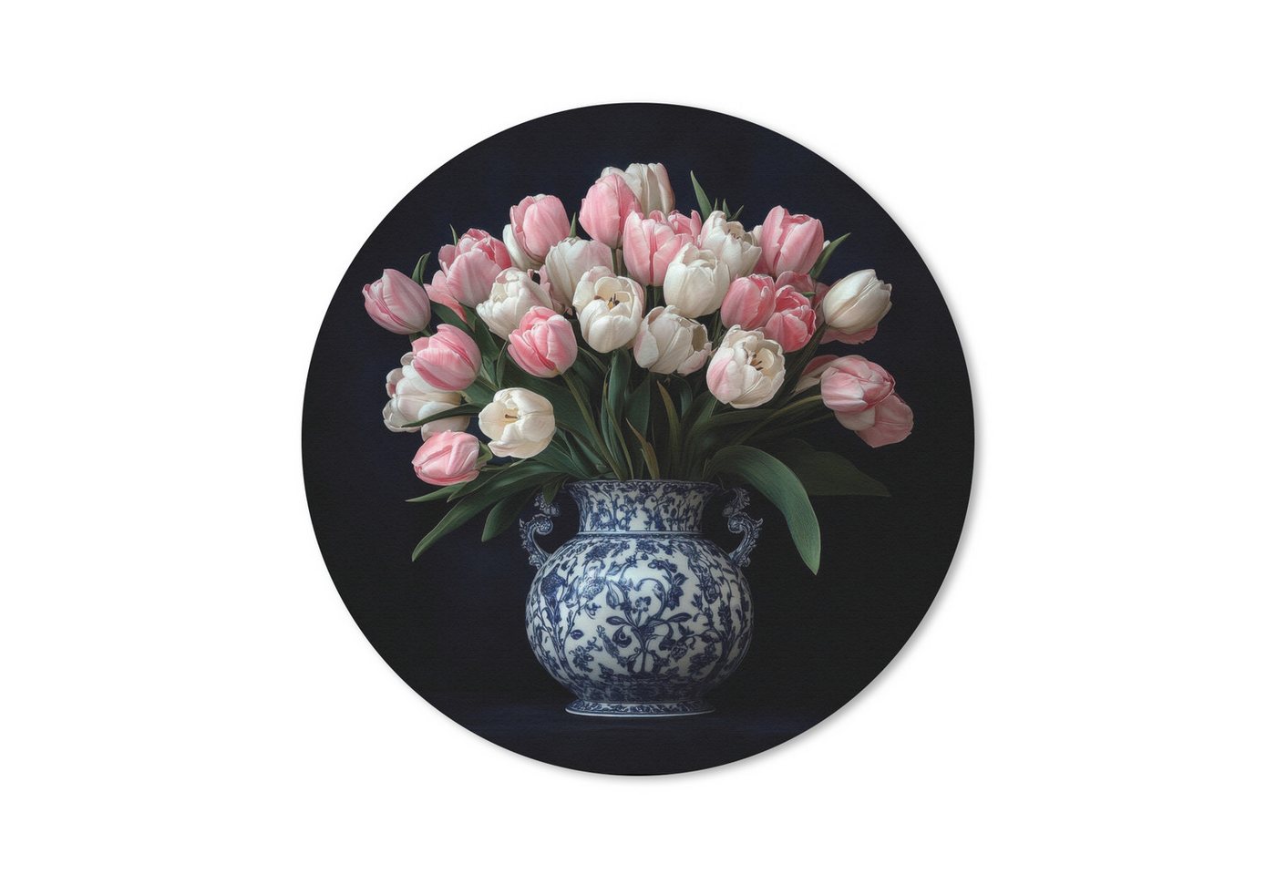 MuchoWow Mauspad Blumen - Rosa - Tulpen - Vase (1-St), Büro für Tastatur und Maus, Mousepad Gaming, Rund 20x20 cm von MuchoWow