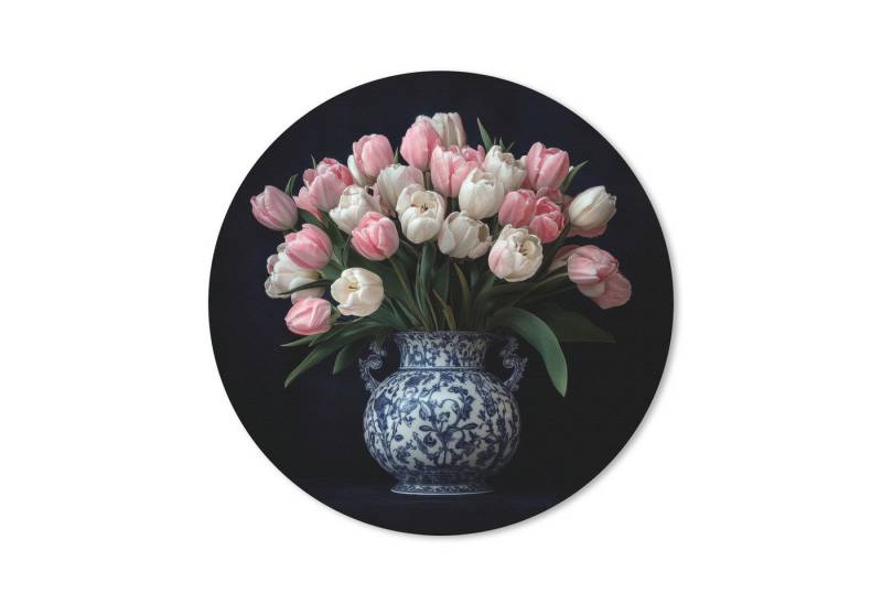 MuchoWow Mauspad Blumen - Rosa - Tulpen - Vase (1-St), Büro für Tastatur und Maus, Mousepad Gaming, Rund 20x20 cm von MuchoWow