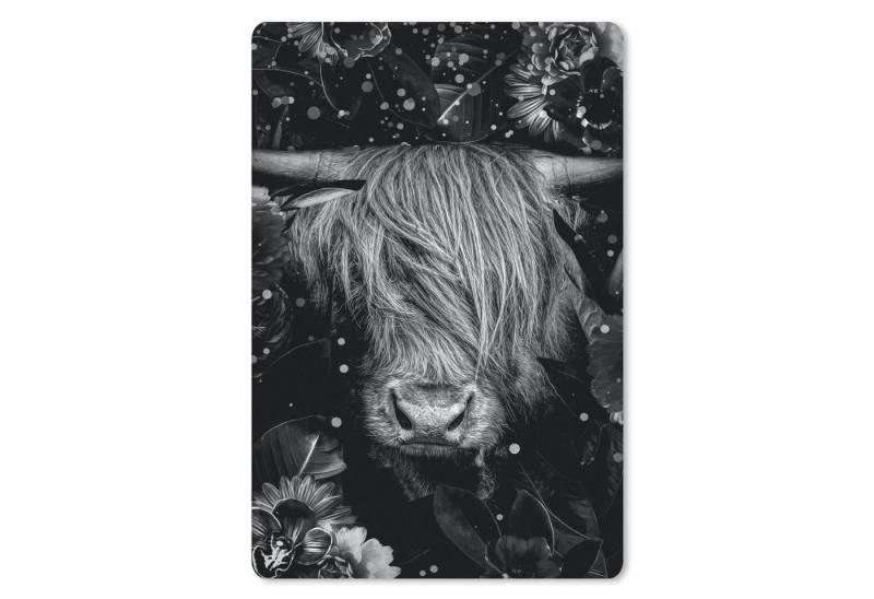 MuchoWow Mauspad Botanischer schottischer Highlander mit Glühbirnen vor dunklem Hinterg (1-St), Maus Pad Klein, Gaming Zubehör, Büro Deko, 18x27 cm von MuchoWow
