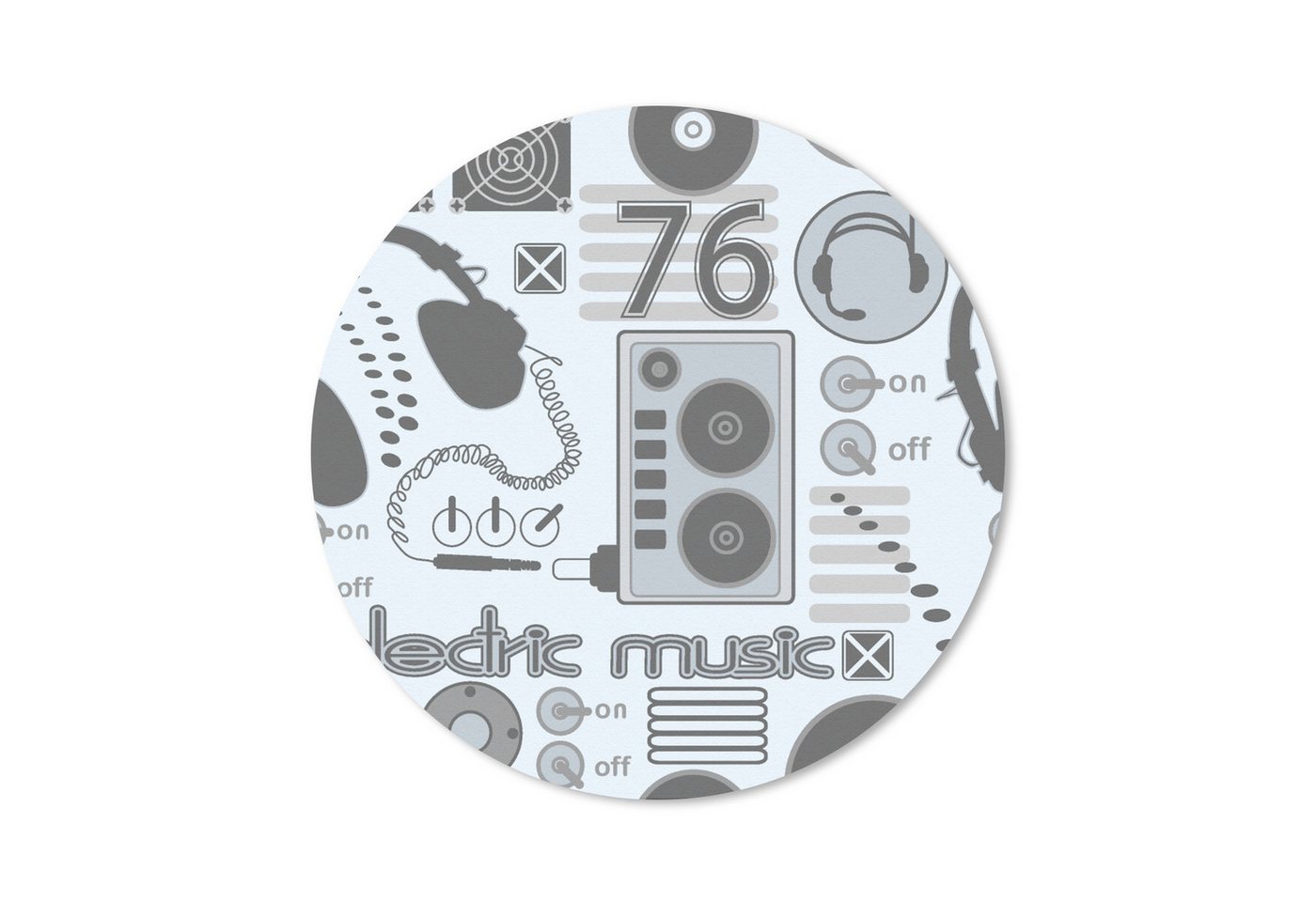 MuchoWow Mauspad DJ - Kopfhörer - Vintage - Design (1-St), Büro für Tastatur und Maus, Mousepad Gaming, Rund 20x20 cm von MuchoWow