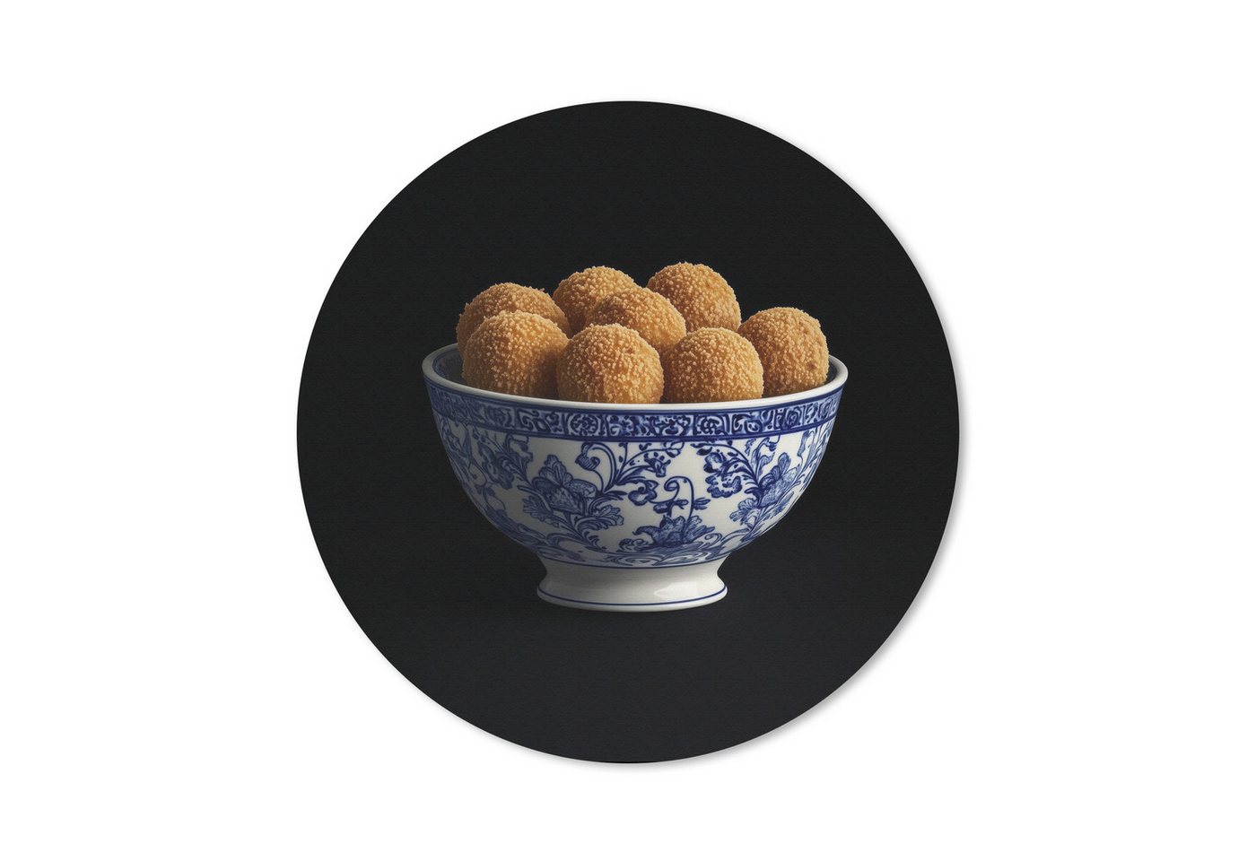 MuchoWow Mauspad Delfter Blau - Bitterballen - Holland - Schale (1-St), Büro für Tastatur und Maus, Mousepad Gaming, Rund 20x20 cm von MuchoWow